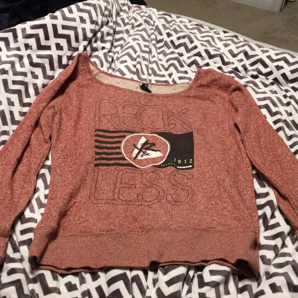 Young and reckless off the shoulder sweater